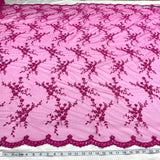 Beaded Lace Fabric on Polyester Net Mesh 54"