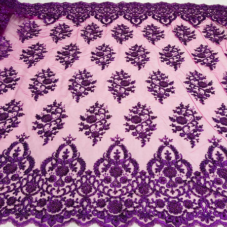 Beaded Corded Bridal Lace Mesh