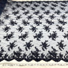 Beaded Corded Bridal Lace Fabric - Embroidered Polyester Net Mesh, Pearl Sequin Detail, 54" Width (1 Yard)