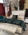 Golden Silver Metallic Faux Fur Blanket/Coverlet/Quilt Fabric - White Scattered Gold Foil, Cal King/Eastern King 104" X 93" (1 Piece)
