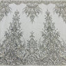 1 Yard Beaded Lace Fabric Embroidered on 100% Polyester Net Mesh, White, Ivory, Gold, and Silver