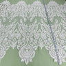 1 Yard Stunning Beaded and Corded Bridal Lace Fabric Embroidered on 100% Polyester Net Mesh White