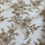 Beaded Floral Lace Fabric on Polyester Net Mesh