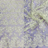 1 Yard Corded Bridal Lace Fabric Embroidered on 100% Polyester Net Mesh – 51"