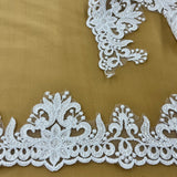 Beaded Corded Floral Lace Trim 3.5"