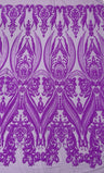 Big Sequin Damask Polyester Fabric - Damask Sequin Mesh, 54" Width (1 Yard)