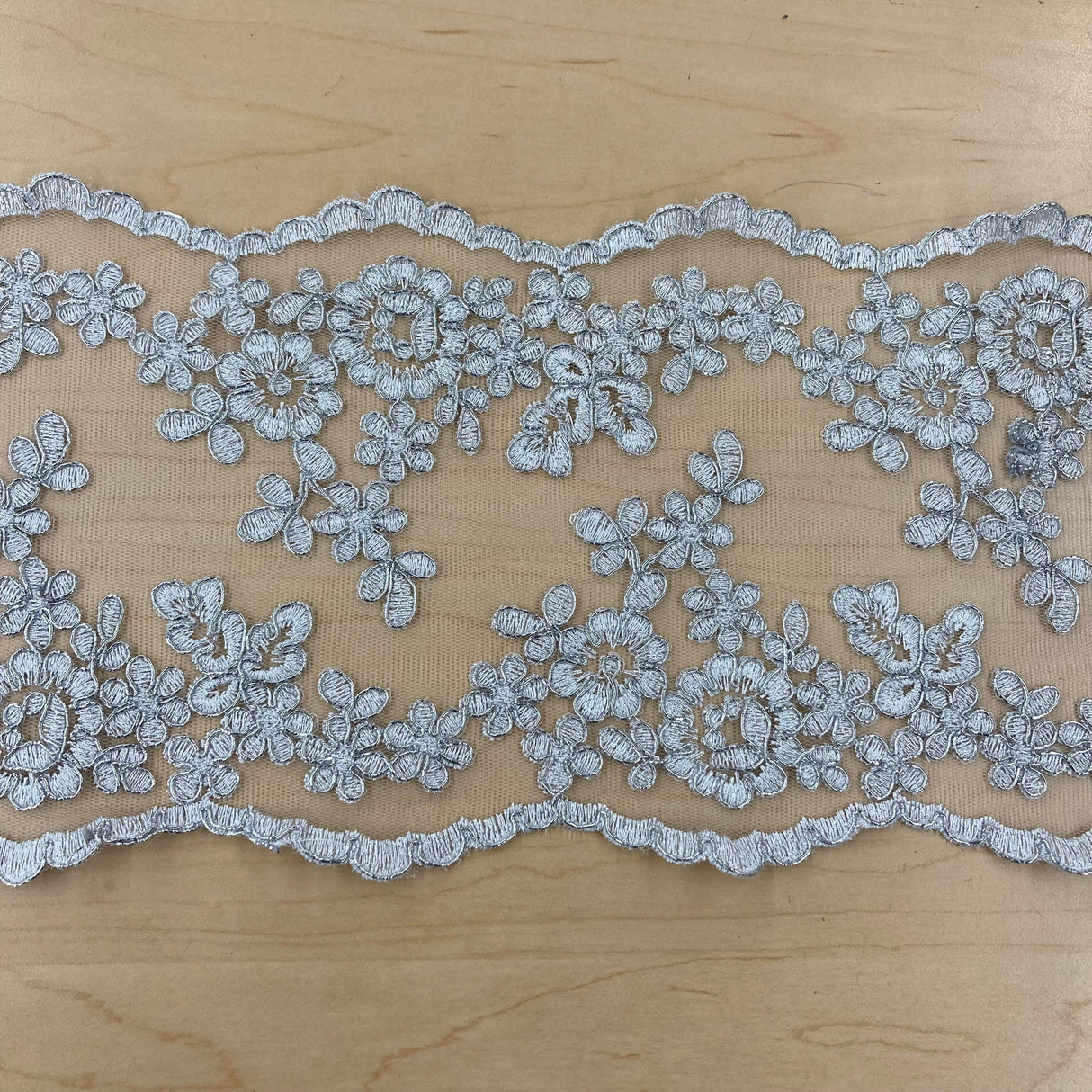 Corded Lace Trim 6" Double-Sided Embroidered Mesh