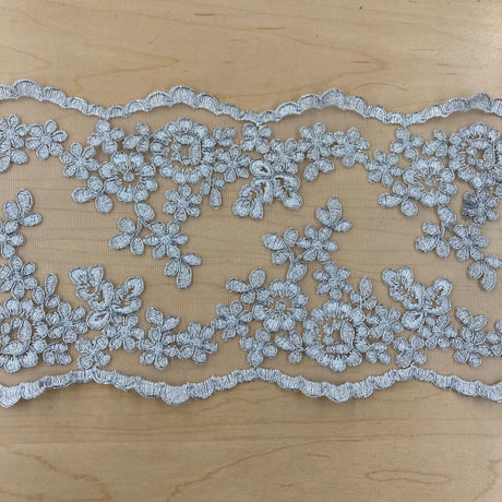 Corded Lace Trim 6" Double-Sided Embroidered Mesh