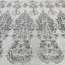 1 Yard Beaded Lace Fabric Embroidered on 100% Polyester Net Mesh Off White
