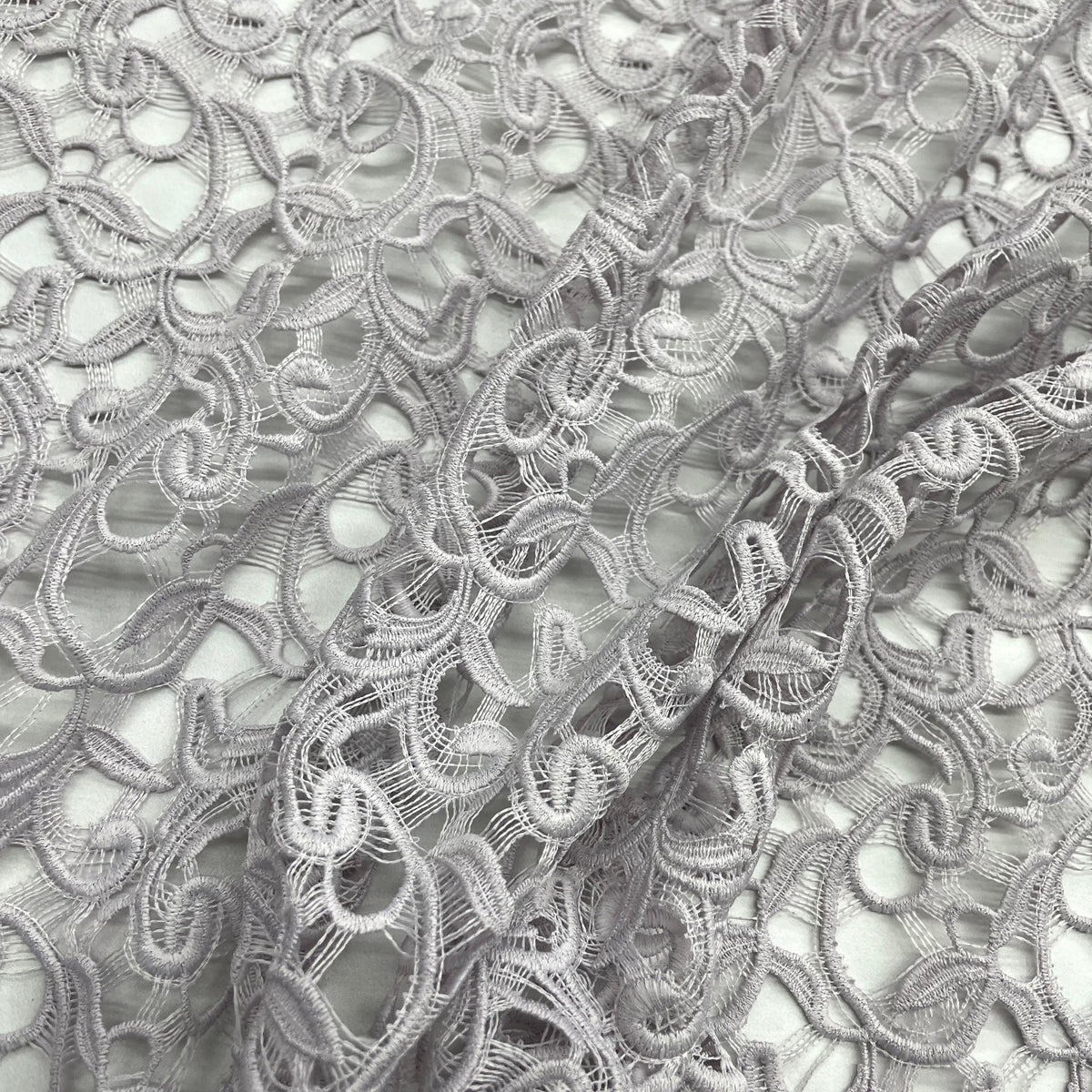 1 Yard Embroidered Guipure Lace Fabric on 100% Polyester Net Mesh, Blush Color