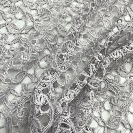 1 Yard Embroidered Guipure Lace Fabric on 100% Polyester Net Mesh, Blush Color