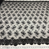 Embroidered Lace Fabric on Polyester Net Mesh
