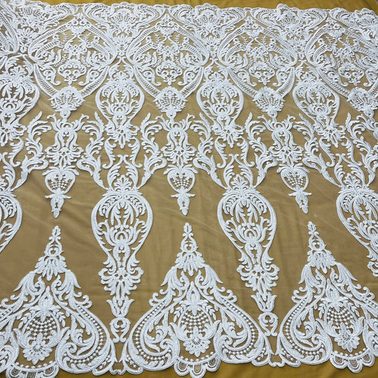 1 Yard Corded Bridal Lace Fabric Embroidered on 100% Polyester Net Mesh – Lace USA1 Yard