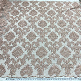Beaded Lace Fabric on Polyester Net Mesh 56"