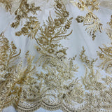 Beaded Corded Bridal Lace Fabric