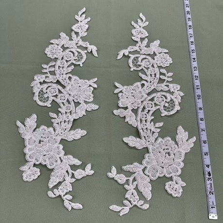 Beaded Corded Floral Lace Applique