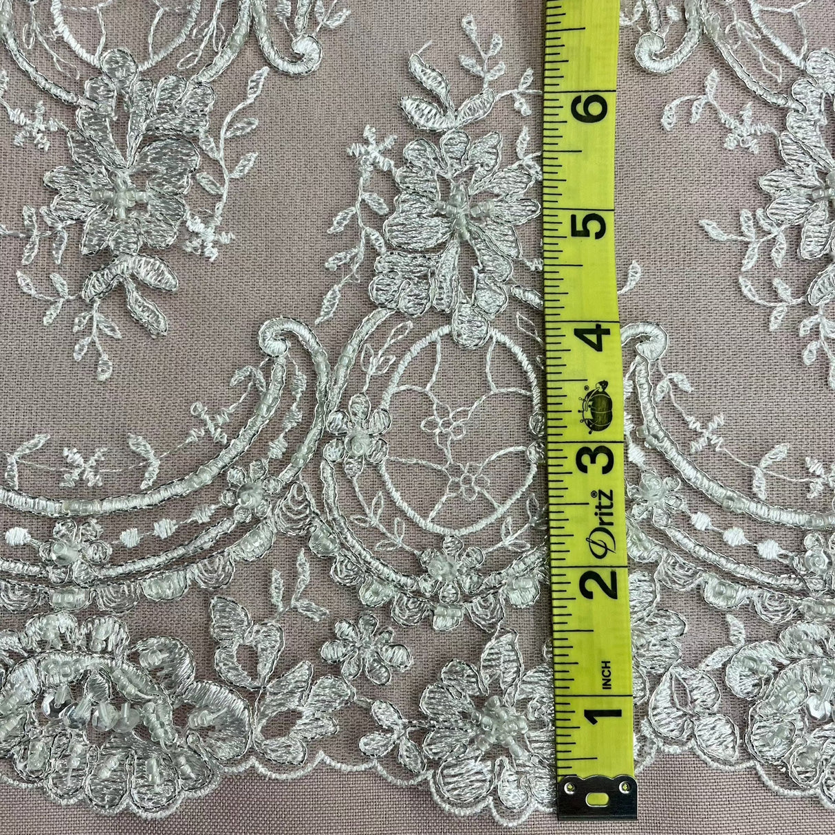 Beaded Corded Bridal Lace Mesh