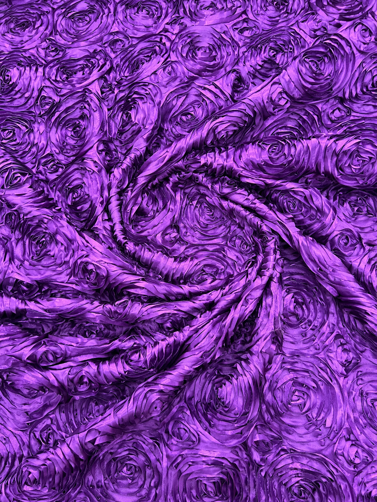Rosette 3D Satin Polyester Fabric - 3D Rosette Design, 54" Width (1 Yard)