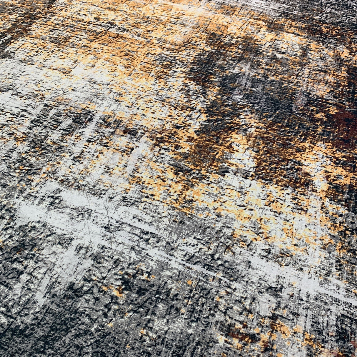 Yellow Gray Multicolor Print Vintage Design Printed Rug Fabric - Multi Vintage Print, 7'6" X 10'3" (1 Piece)