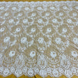 Beaded Chantilly Floral Lace White