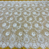 Beaded Chantilly Floral Lace White