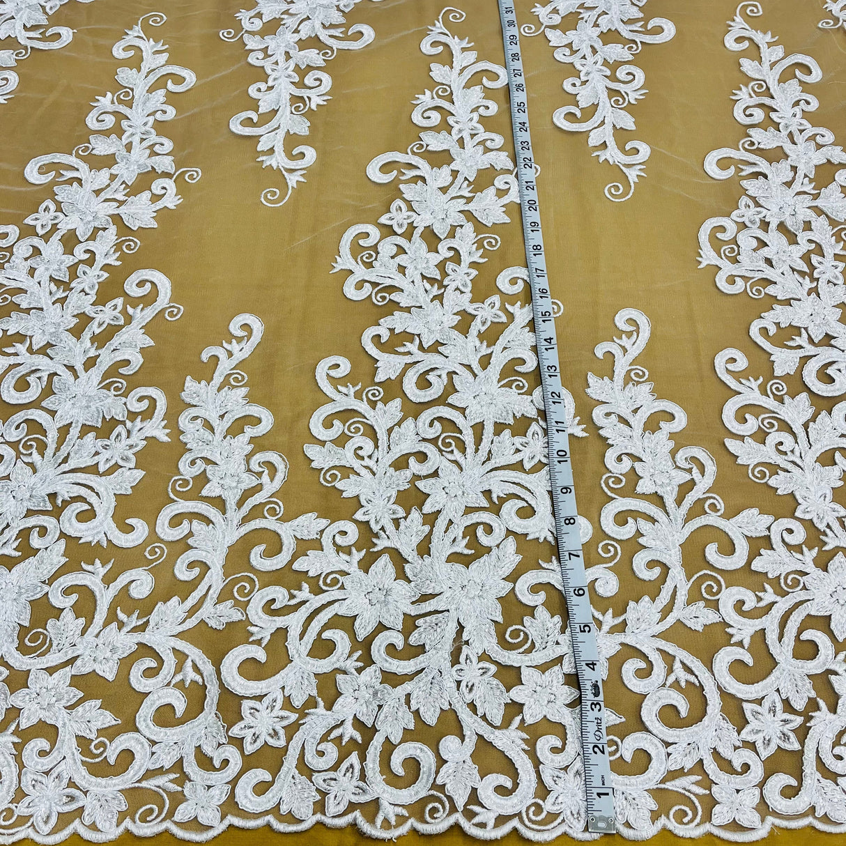 Beaded Corded Bridal Lace Fabric 51"