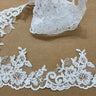 Embroidered Corded Lace Trim White