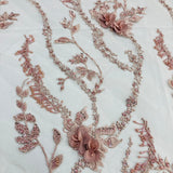 Beaded 3D Floral Lace Mesh