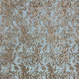 Beaded Sequined Lace Fabric - Embroidered Polyester Net Mesh, Rose Gold/Silver, 54" Width (1 Yard)