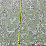 Beaded Lace Fabric on Polyester Net Mesh 52"