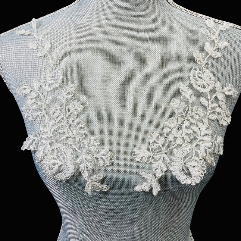 Corded Floral Applique Mesh Lace