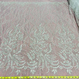 1 Yard Elegant Beaded Lace Fabric Embroidered on Polyester Net Mesh