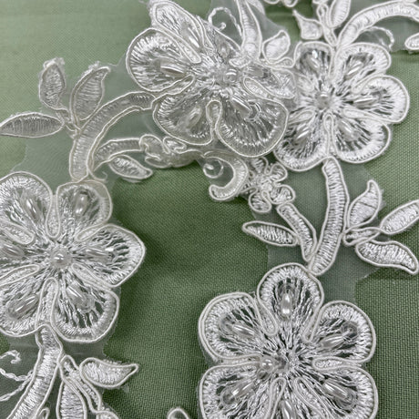 Beaded Corded Lace Applique