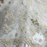 1 Yard Corded Bridal Lace Fabric Embroidered on Polyester Net Mesh for Elegant Wedding and Evening Gowns – 54"