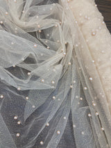 Glitter Mesh Fabric with Pearls