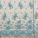 Embroidered Corded Bridal Lace Turquoise