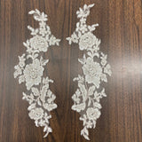 Beaded Corded Floral Lace Applique