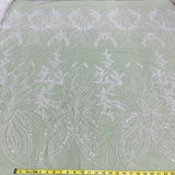 Beaded Lace Fabric on Polyester Net Mesh