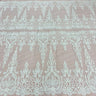 Beaded Corded Bridal Lace Fabric on Polyester Net Mesh