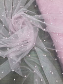 Glitter Mesh Fabric with Scattered Pearls