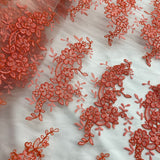 1 Yard Silver Corded Bridal Lace Fabric Embroidered on Polyester Net Mesh for Wedding and Evening Gowns – 54"