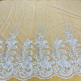 Beaded Corded Lace Fabric