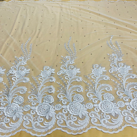 Beaded Corded Lace Fabric