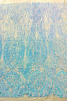 Feather Damask Shiny Sequin Design 4 Way Stretch Mesh Fabric - Iridescent Sequin Embroidered Mesh, 48-50" Width, 36" Length (1 Yard)