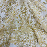 Beaded Lace Fabric Embroidered on Polyester Net Mesh