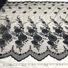 1 Yard Silver Beaded Embroidered Lace Fabric on Polyester Net Mesh for Bridal and Evening Couture – 52"