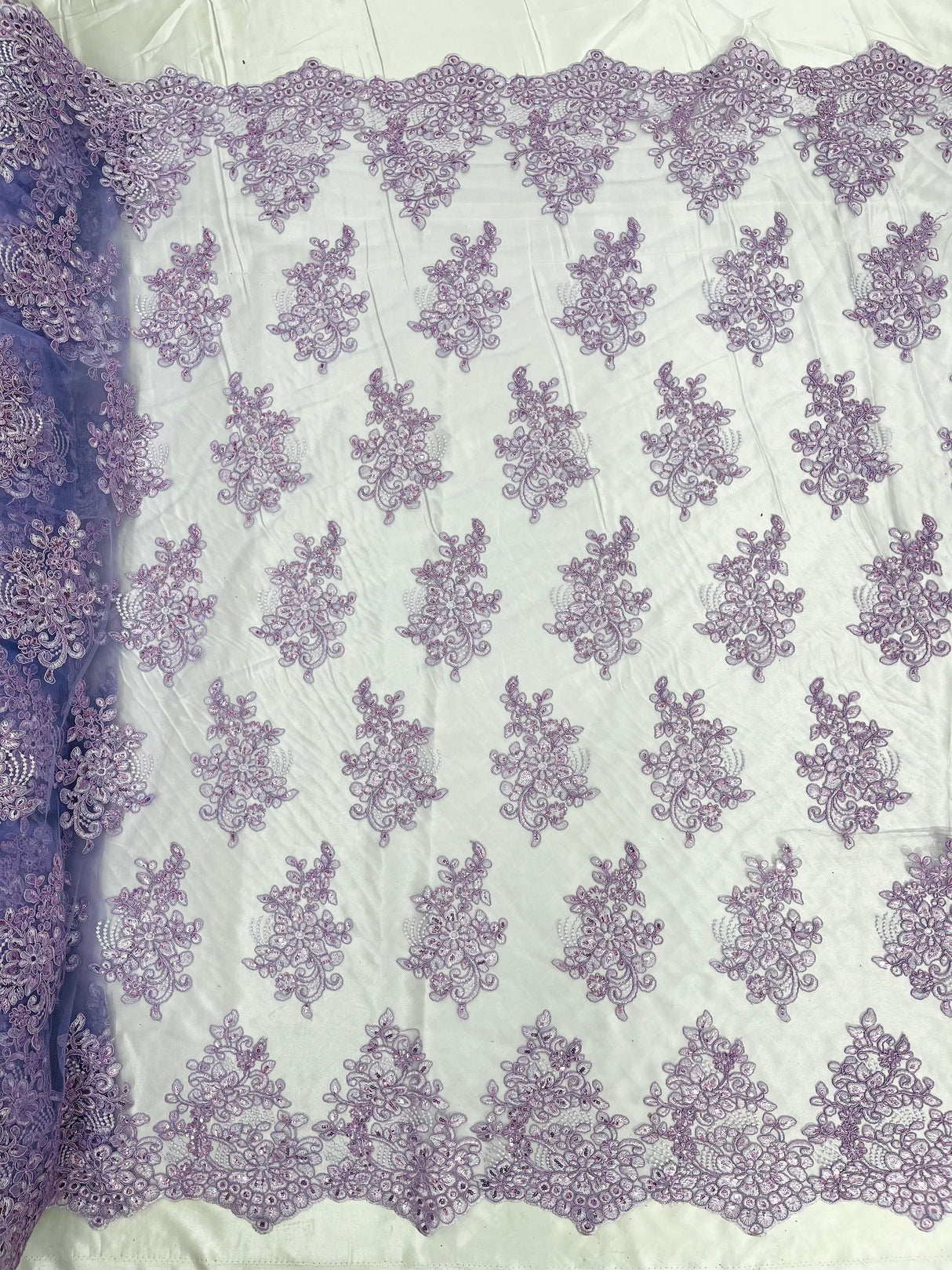 Camila Embroider Floral Damask Lace Fabric - Floral Damask, 54" Width (1 Yard)