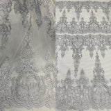1 Yard Corded Bridal Lace Fabric Embroidered on 100 Percent Polyester Net Mesh Gold