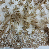 Beaded Corded Bridal Lace Mesh
