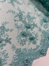 Beaded 3D Floral Lace Trimming 21" Wide